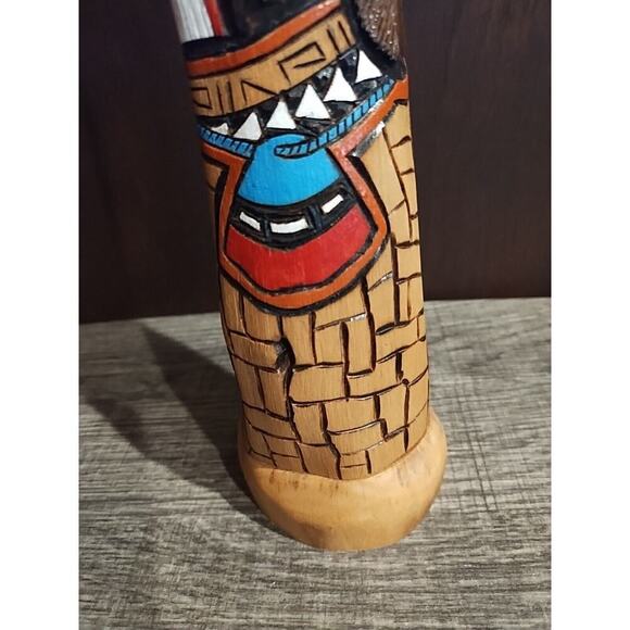 KACHINA WOOD CARVED DOLL 15" Long Hair Hand Carved Signed B. Many goats Native - Picture 9 of 14